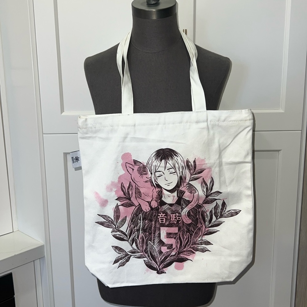 BLVIOUS Haikyuu!! OTP canvas Totebag pink & Brown PRETTY CATS Rare! Hard to find